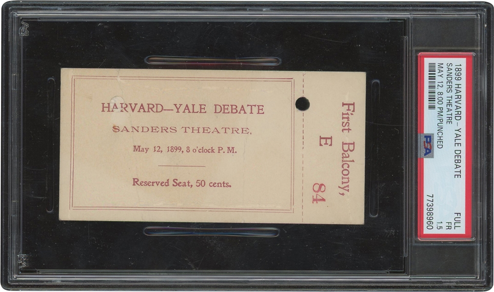 1899 Harvard-Yale Debate Ticket Stub – PSA FR 1.5 (Only Authenticated Example)