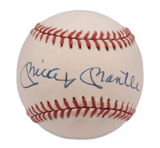 Mickey Mantle Single Signed OAL (Brown) Baseball – PSA/DNA 9 Auto. Grade