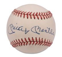Mickey Mantle Single Signed OAL (Brown) Baseball – PSA/DNA 9 Auto. Grade