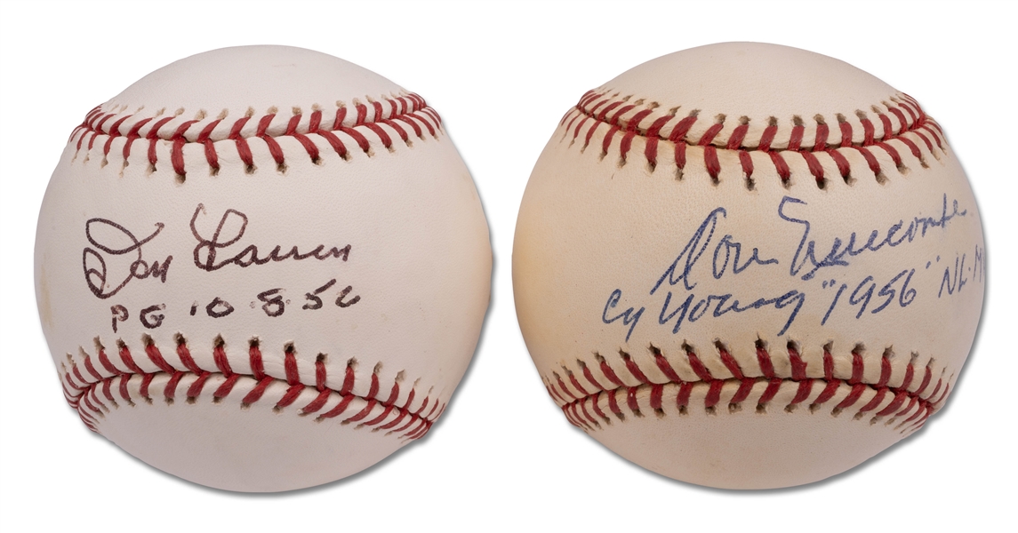Don Larsen & Don Newcombe Pair of Single Signed & Inscribed Baseballs – PSA/DNA COAs