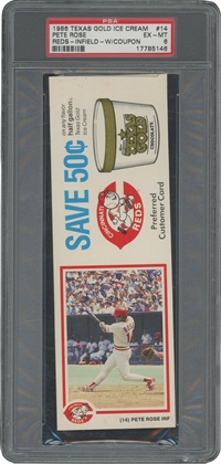 1986 Texas Gold Ice Cream Pete Rose with Coupon – PSA EX-MT 6 (Only One Higher)
