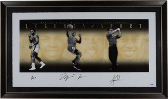 Muhammad Ali, Michael Jordan & Tiger Woods Autographed "Legends of Sport" UDA Gold Edition (89/500) – Upper Deck Authenticated COA