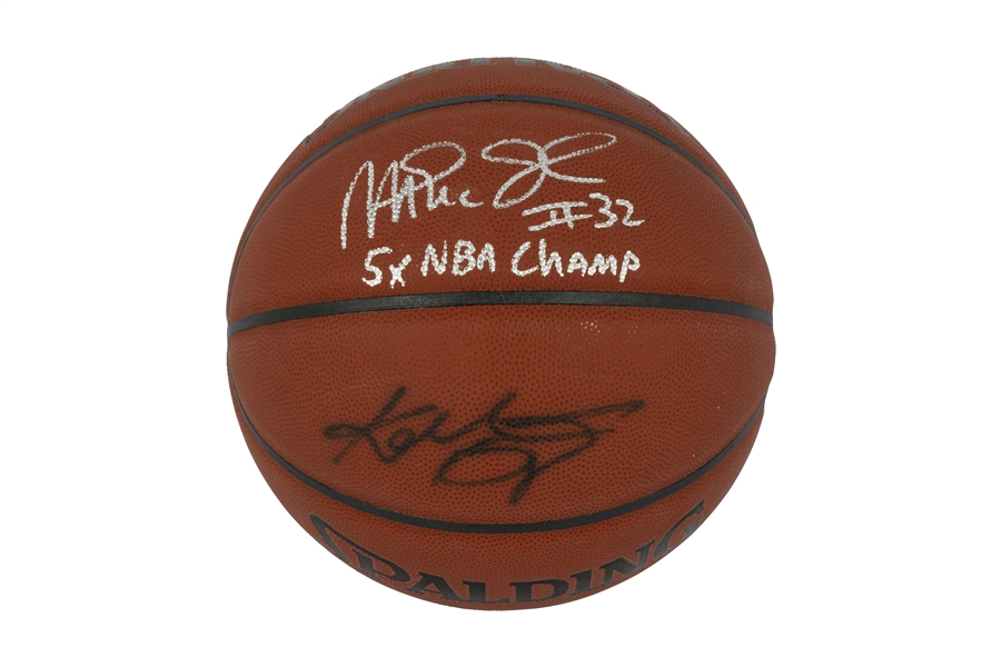 Kobe Bryant & Magic Johnson Dual-Signed Spalding Official NBA Basketball – PSA/DNA LOA