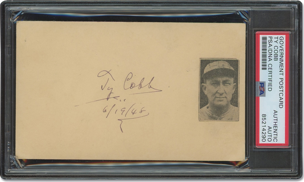 6/19/1948 Ty Cobb Autographed GPC – PSA/DNA Authentic