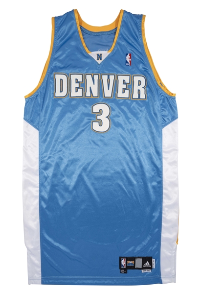 2007 Allen Iverson Denver Nuggets Game Worn/Issued Road Jersey – Sports Investors LOA