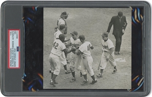 1953 Jackie Robinson "Congratulating Gil Hodges After Home Run" Original Photograph by Barney Stein – PSA/DNA Type 1