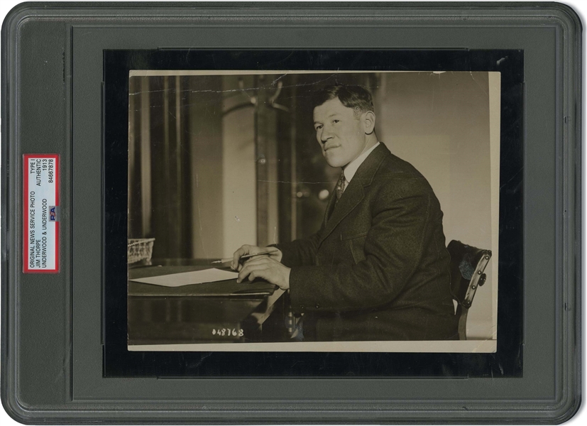 Important 1913 Jim Thorpe "Olympic Champion Signing N.Y. Giants Baseball Contract" Original Photograph (Only Known Example!) – PSA/DNA Type 1