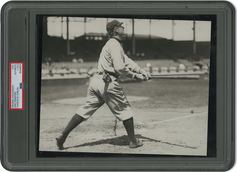 1912 "Wahoo" Sam Crawford Detroit Tigers (MLB Record 309 Career Triples) Original Photograph by Charles Conlon – PSA/DNA Type 1