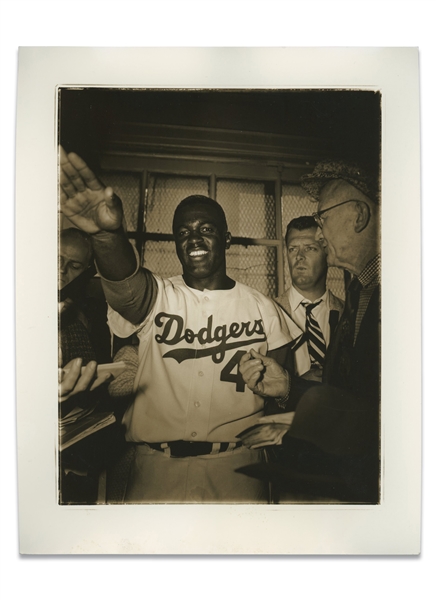 Oct. 9, 1956 Jackie Robinson "World Series Press Interview" Original Photo by Barney Stein – PSA/DNA Type II, Stein Family Collection