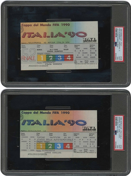 1990 FIFA World Cup West Germany Champions Final (1-0 Win vs. ARG) and Semifinal (PK Win vs. ENG) Ticket Stubs – Both PSA GD 2 (None Graded Higher)