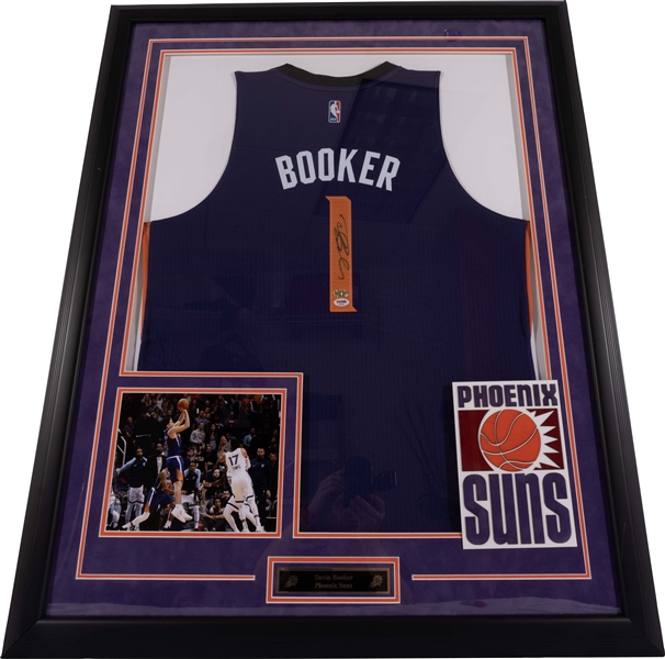 Devin Booker Autographed Phoenix Suns Jersey Professionally Framed – PSA/DNA