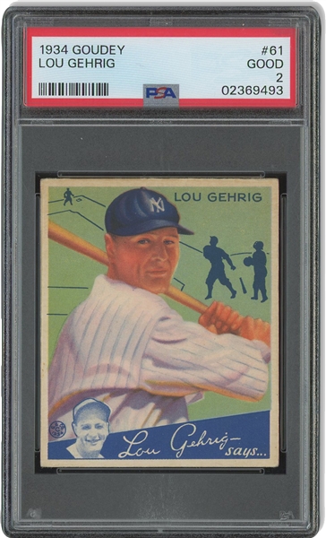 1934 Goudey #61 Lou Gehrig – PSA GD 2