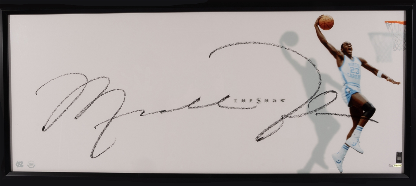 Michael Jordan Autographed UNC Tar Heels "The Show" UDA Oversized 20x46 Photo (LE 11/123) – Upper Deck Authenticated