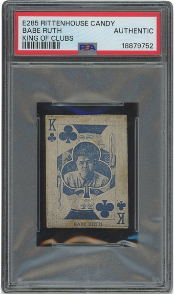 1933 E285 Rittenhouse Candy Babe Ruth King of Clubs (Blue Tint) – PSA Authentic
