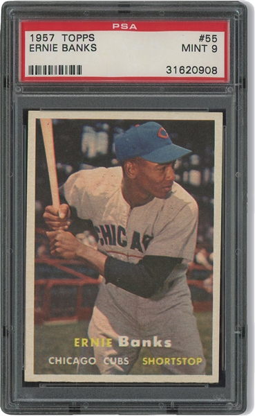 1957 Topps #55 Ernie Banks – PSA MINT 9 (Only One Higher!)