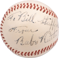 C. 1947 Babe Ruth Single Signed OAL (Harridge) Baseball Inscribed to Young Yankee Fan & Future NYY Pitcher – PSA/DNA LOA