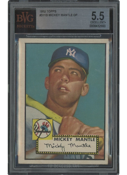 1952 Topps #311 Mickey Mantle – BVG EX+ 5.5