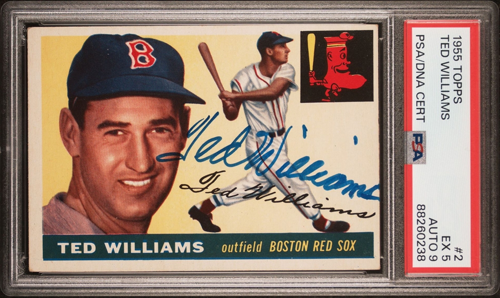 Hobby-Fresh 1955 Topps #2 Ted Williams Signed Card – PSA EX 5, PSA/DNA 9 Auto. (Stands Along as Highest Dual-Grade Example!)