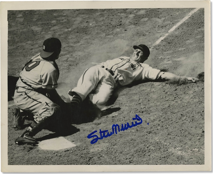7/25/1948 Stan Musial Boldly Signed St. Louis Cardinals (vs. Braves) Original Action Photo from 3rd MVP Season – Musial Collection, PSA/DNA Type 1 with 10 Auto.