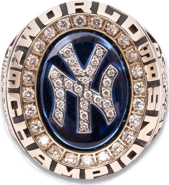 1998 New York Yankees World Series 10K Gold Ring (w/ Diamonds) Awarded to Pitching Coach & Former Player Rich Monteleone with Presentational Box – Monteleone LOA