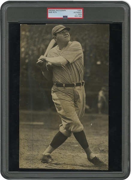 C. 1920s Babe Ruth Mighty Swing Original Photograph – PSA/DNA Type 1