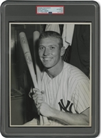 Rare 1959 Mickey Mantle Holding Bat at All-Star Game Original Photograph – PSA/DNA Type 1