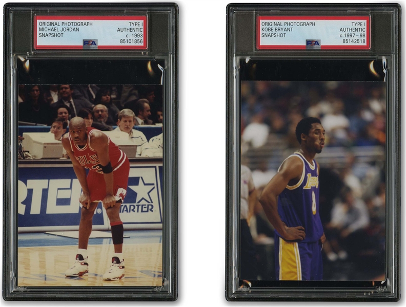 1990s Michael Jordan and Kobe Bryant Pair of Original Snapshot Photos (Prime Air Jordan & Young Mamba!) – Both PSA/DNA Type 1