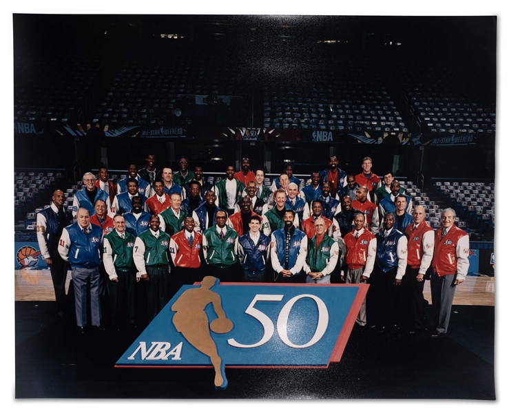 Extraordinarily Rare 1997 NBA 50 Greatest Players Large-Format (16x20) Original Photograph – PSA/DNA Type 1