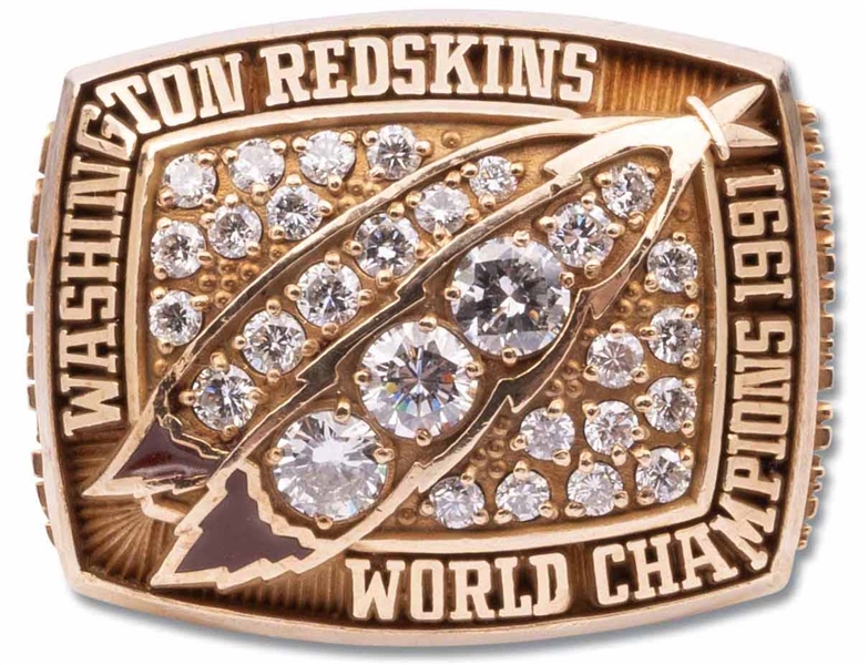 1991 Washington Redskins Super Bowl XXVI Champions 10K Gold Ring (w/ Diamonds) Awarded to QB Cary Conklin with Presentation Box – Conklin LOA