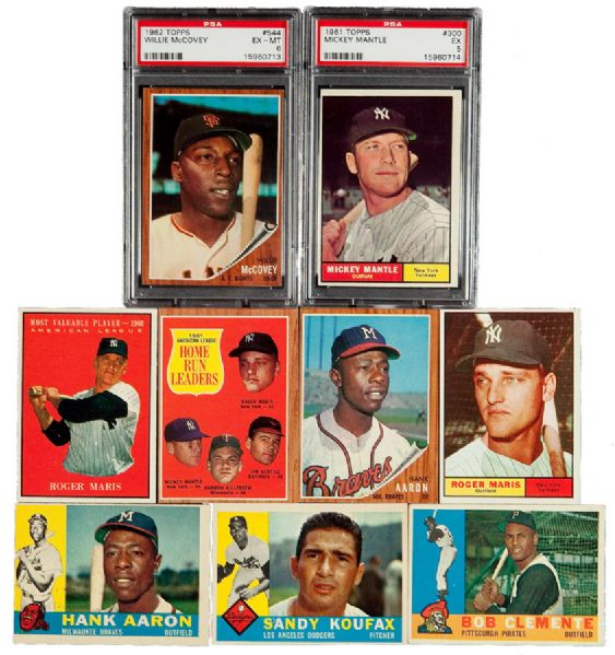 1960 - 1962 TOPPS BASEBALL LOT OF 216 LOADED WITH STARS INCLUDING MANTLE
