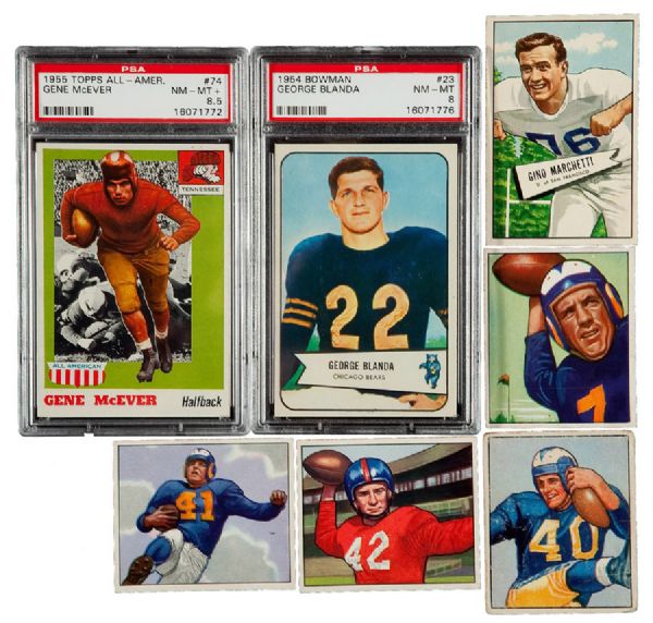 EARLY 1950S MOSTLY BOWMAN AND TOPPS FOOTBALL LOT OF 152 DIFFERENT