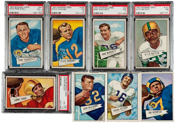 1952 BOWMAN FOOTBALL LARGE LOT OF 61 DIFFERENT WITH HALL OF FAMERS AND SHORT PRINTS