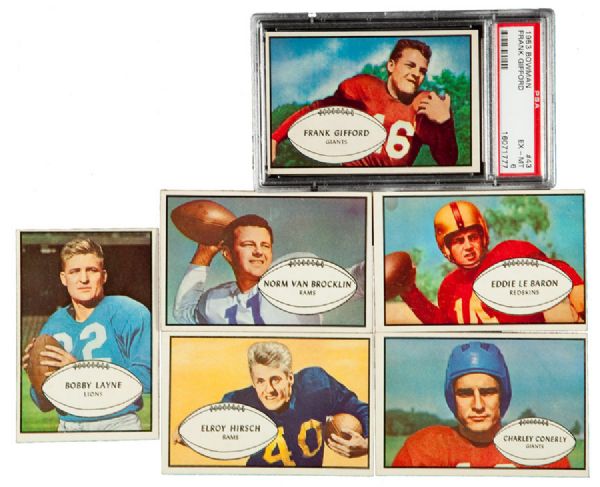 1953 BOWMAN FOOTBALL LOT OF 36 DIFFERENT INCLUDING GIFFORD PSA AND OTHER HALL OF FAMERS