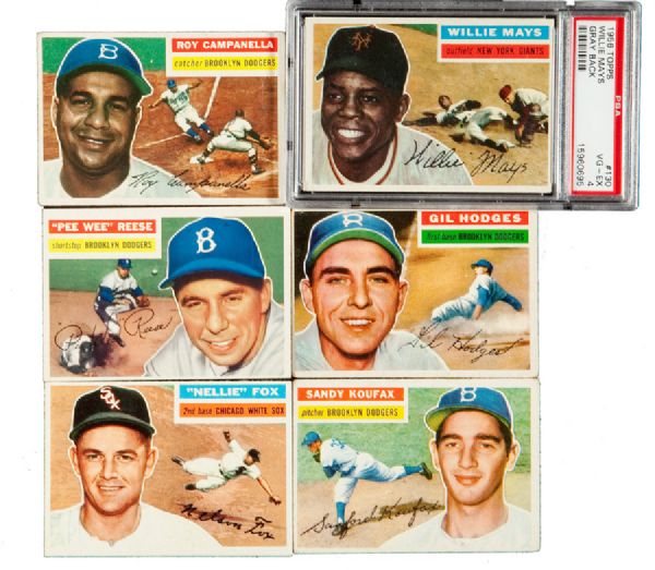 1956 TOPPS BASEBALL LOT OF 89 WITH HALL OF FAMERS AND STARS