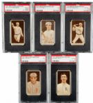 1912 T207 BROWN BORDER ANONYMOUS BACKS LOT OF 5 ALL PSA GRADED