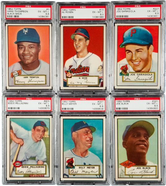 1952 TOPPS BASEBALL EX-MT+ PSA 6.5 LOT OF 18 WITH 3 HIGH NUMBERS INCLUDING JOE BLACK