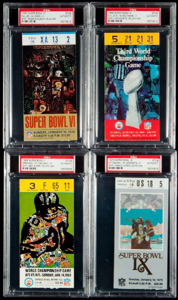 1968-2003 SUPER BOWL TICKET STUB COLLECTION OF 43 (32 DIFFERENT)