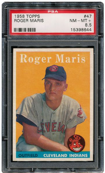 1958 TOPPS #47 ROGER MARIS BASEBALL CARD NM-MT+ PSA 8.5