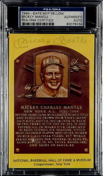 MICKEY MANTLE INK SIGNED HALL OF FAME PLAQUE PSA AUTHENTIC