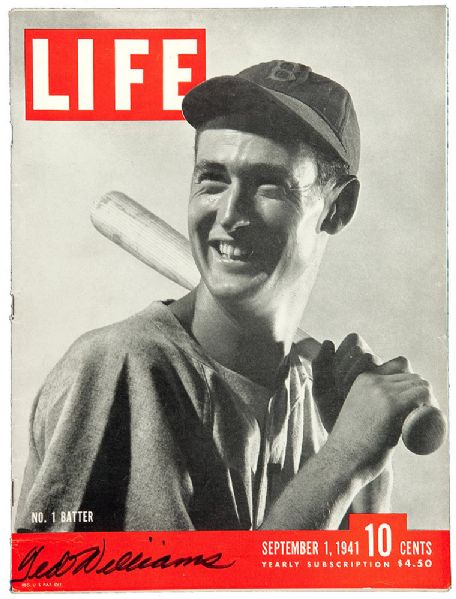 1941 LIFE MAGAZINE SIGNED BY TED WILLIAMS