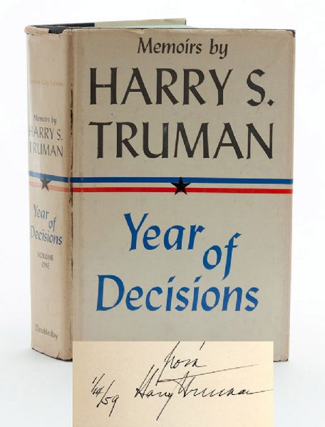 HARRY S. TRUMAN SIGNED "YEAR OF DECISIONS" BOOK