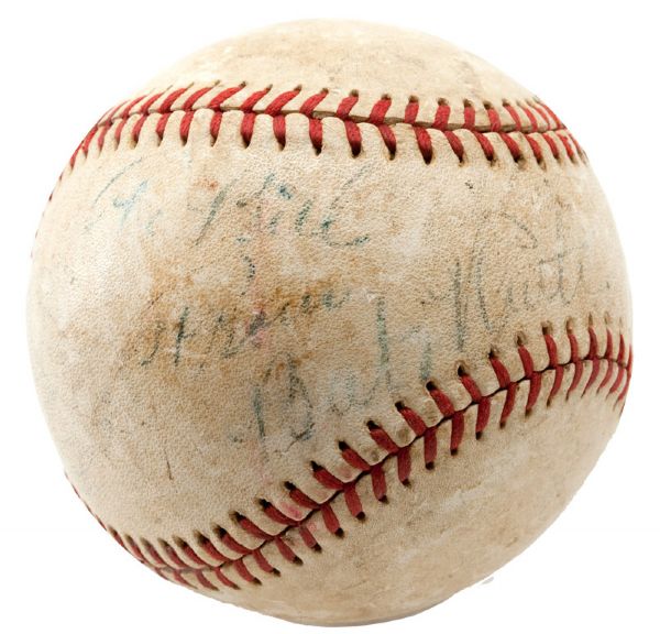 1940S BABE RUTH SIGNED AND INSCRIBED OFFICIAL AMERICAN LEAGUE BASEBALL