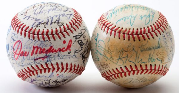 PAIR OF HALL OF FAME AND STAR SIGNED BASEBALLS
