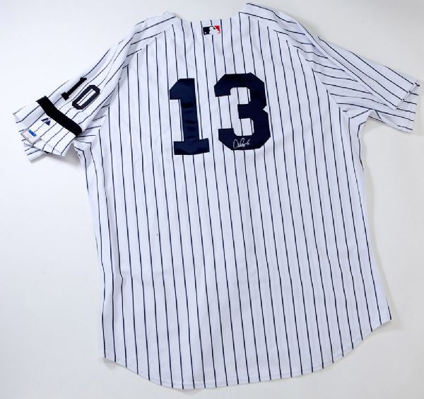 2007 ALEX RODRIGUEZ AUTOGRAPHED REPLICA JERSEY W/ BLACK BAND TO HONOR LIDLE AND RIZZUTO