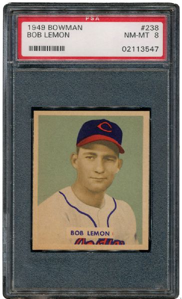 1949 BOWMAN #238 BOB LEMON NM-MT PSA 8
