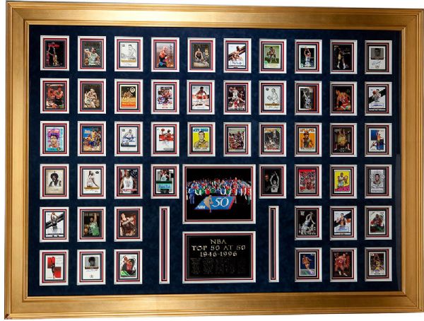BEAUTIFULLY FRAMED 50 NBA GREATEST SIGNED DISPLAY