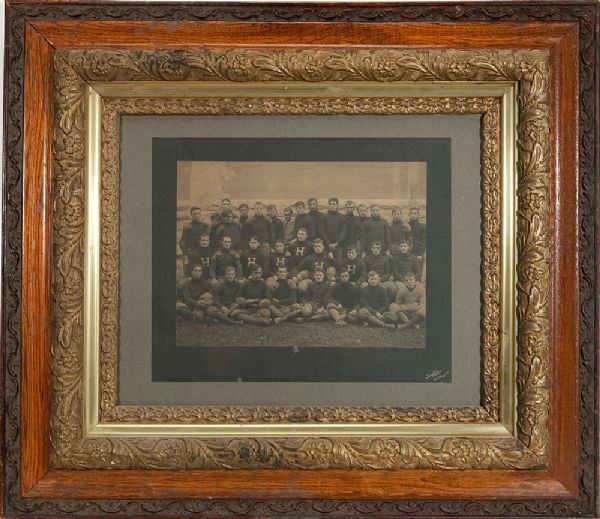 19TH CENTURY HARVARD FOOTBALL TEAM PHOTO IN PERIOD, ORNATE FRAME