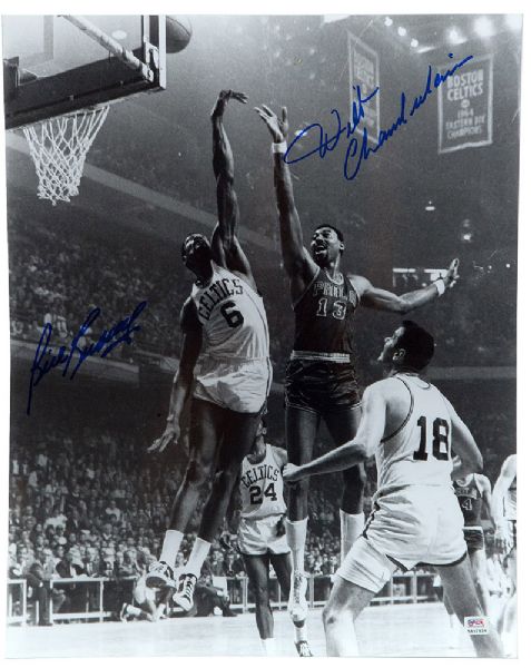 WILT CHAMBERLAIN AND BILL RUSSELL 16 X 20 SIGNED PHOTO