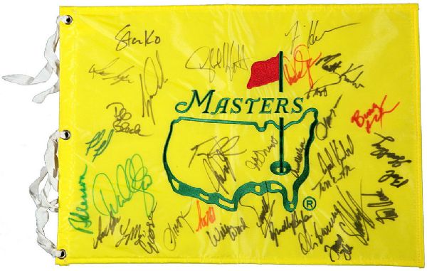 1997 MASTERS PIN FLAG SIGNED BY TIGER WOODS