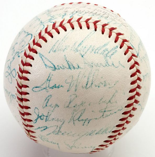 1959 LOS ANGELES DODGERS WORLD CHAMPS TEAM SIGNED BASEBALL